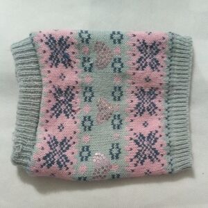 Top Paw Grey and Pink Sequins Heart Dog Sweater - size Small